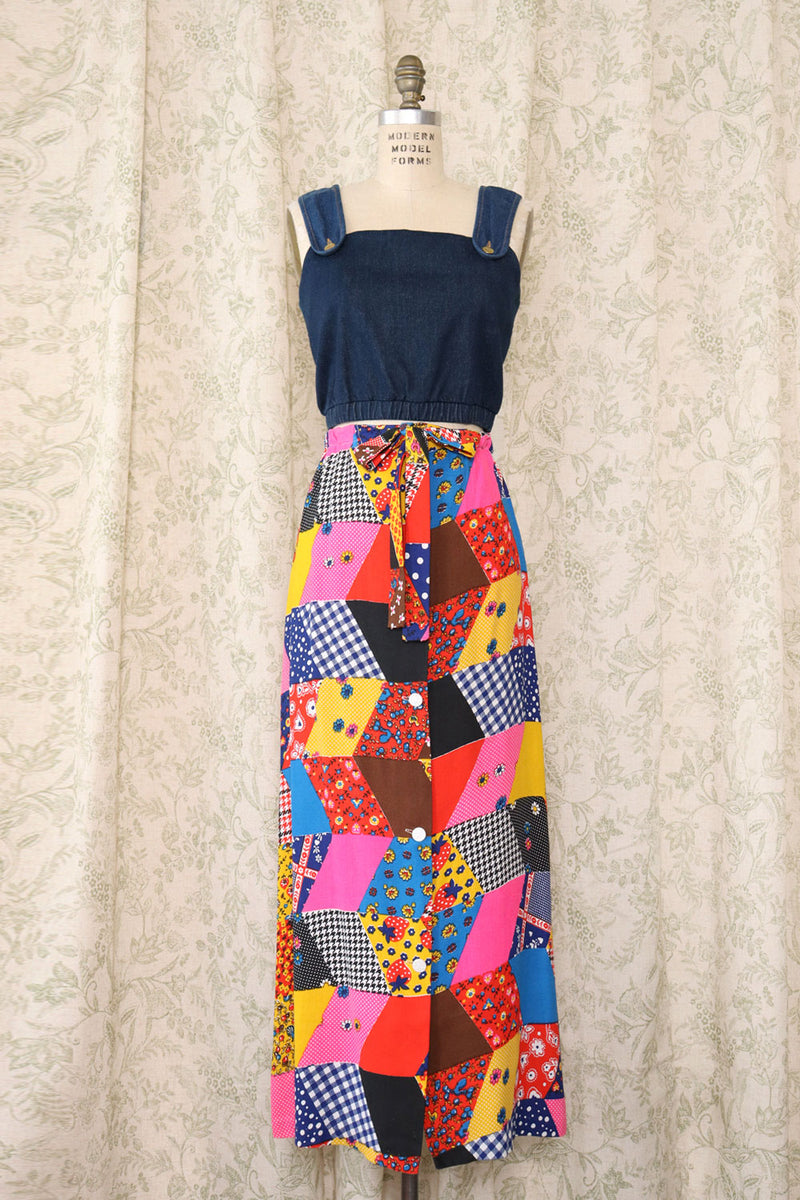 Crazy Patchwork Maxi Skirt M/L