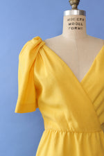 Sunshine Yellow Puff Sleeve Dress M