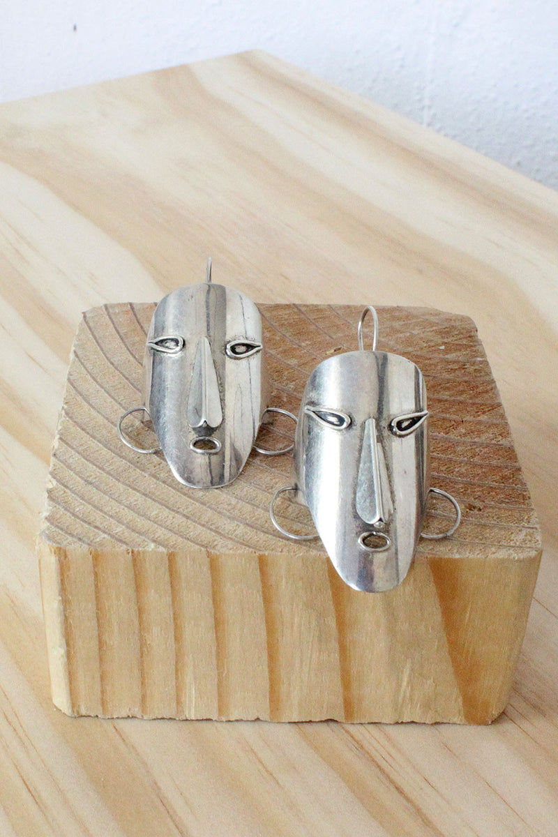 Silver Mask Earrings