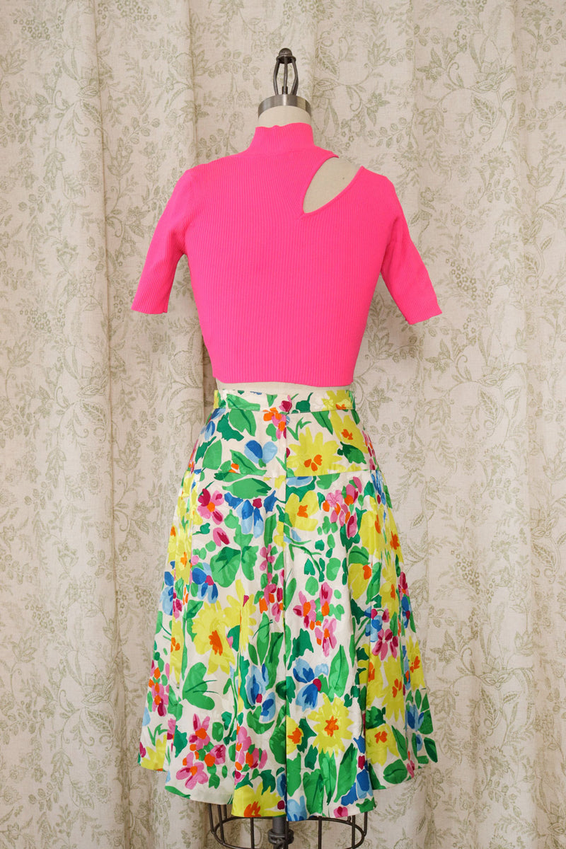 Spring Silk Yoke Skirt XS