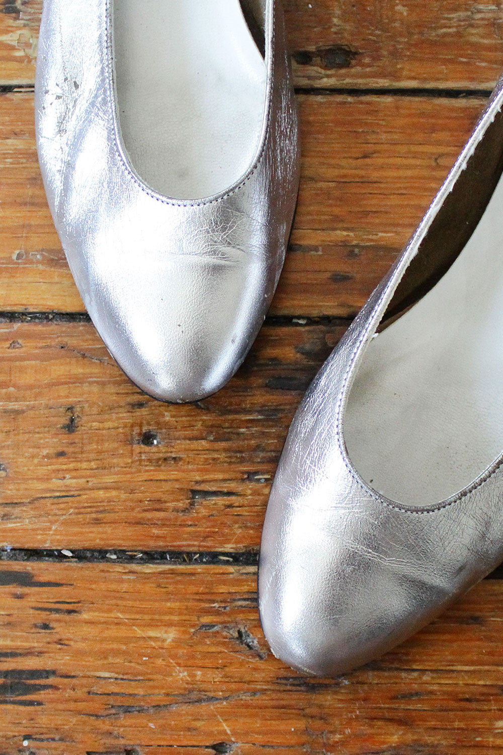 Silver Leather Slippers 8 1/2