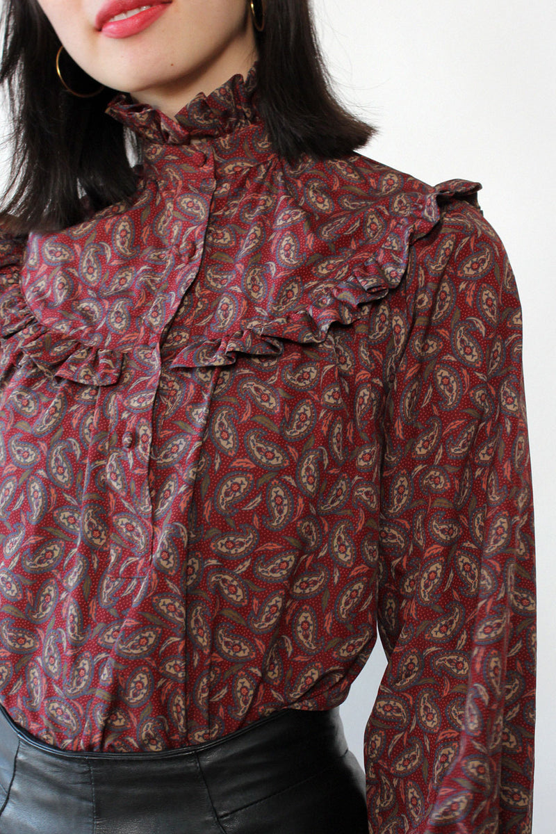 Chaus Peasant Paisley Blouse S