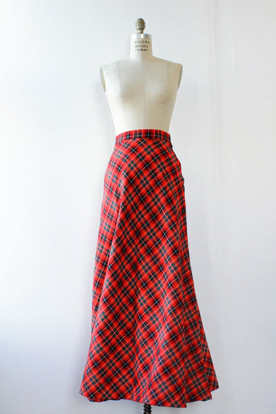 Flared Tartan Maxi Skirt XS OMNIA