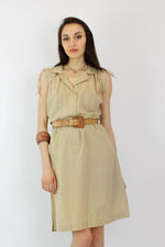 Vintage Khaki Shirtdress M