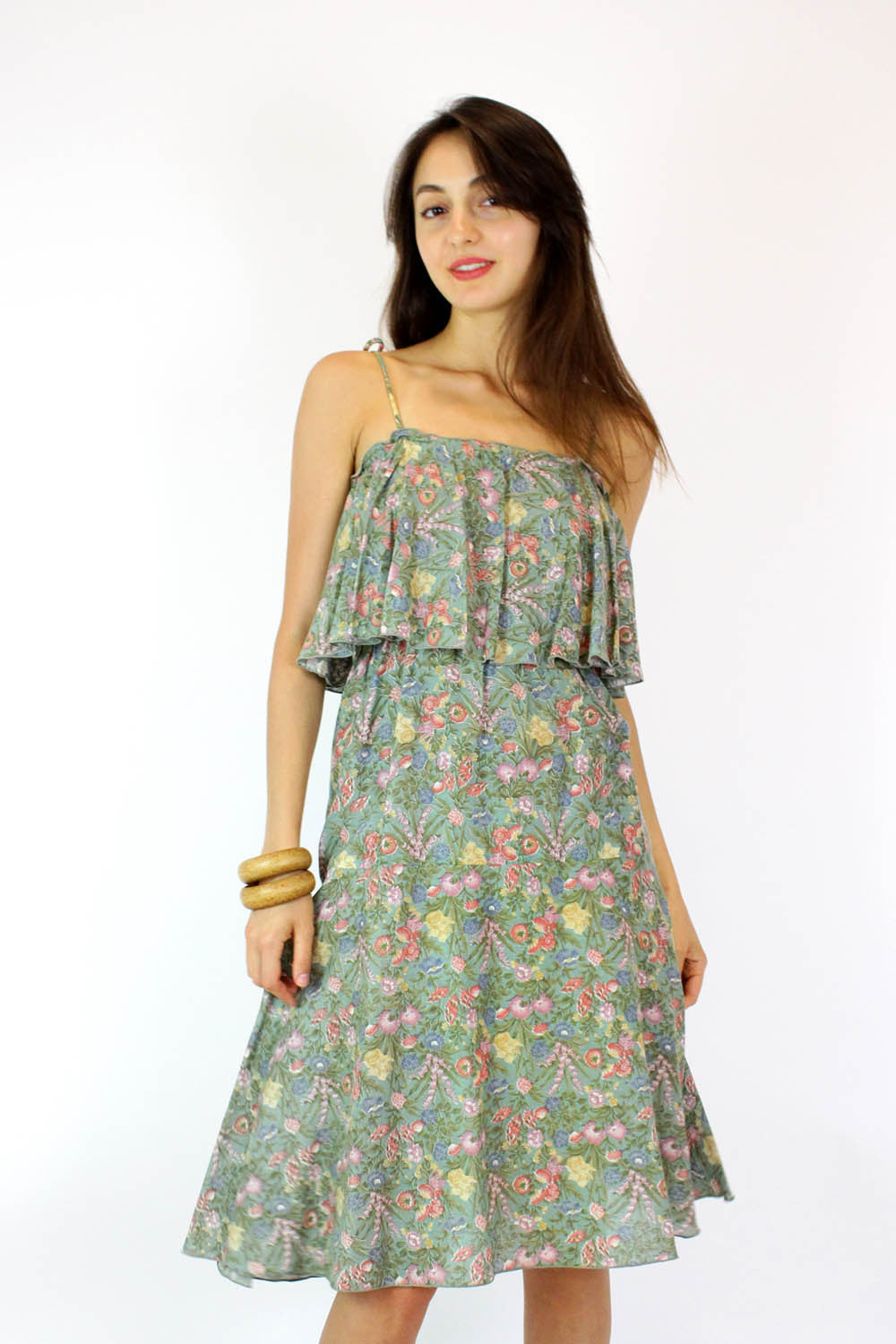 Mint Floral Prairie Dress S