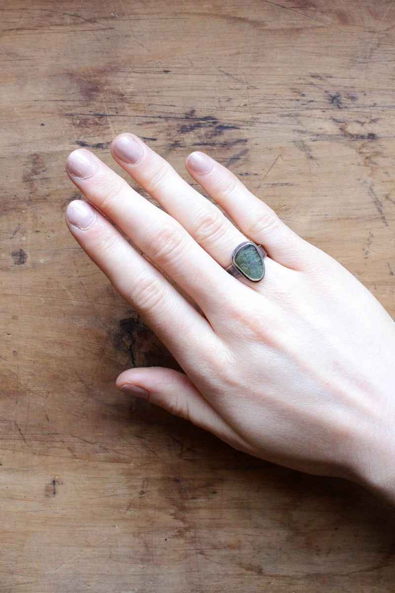 Rough Green Sterling Ring