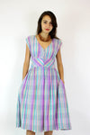 Lavender Cotton Plaid Dress M