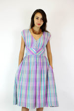 Lavender Cotton Plaid Dress M