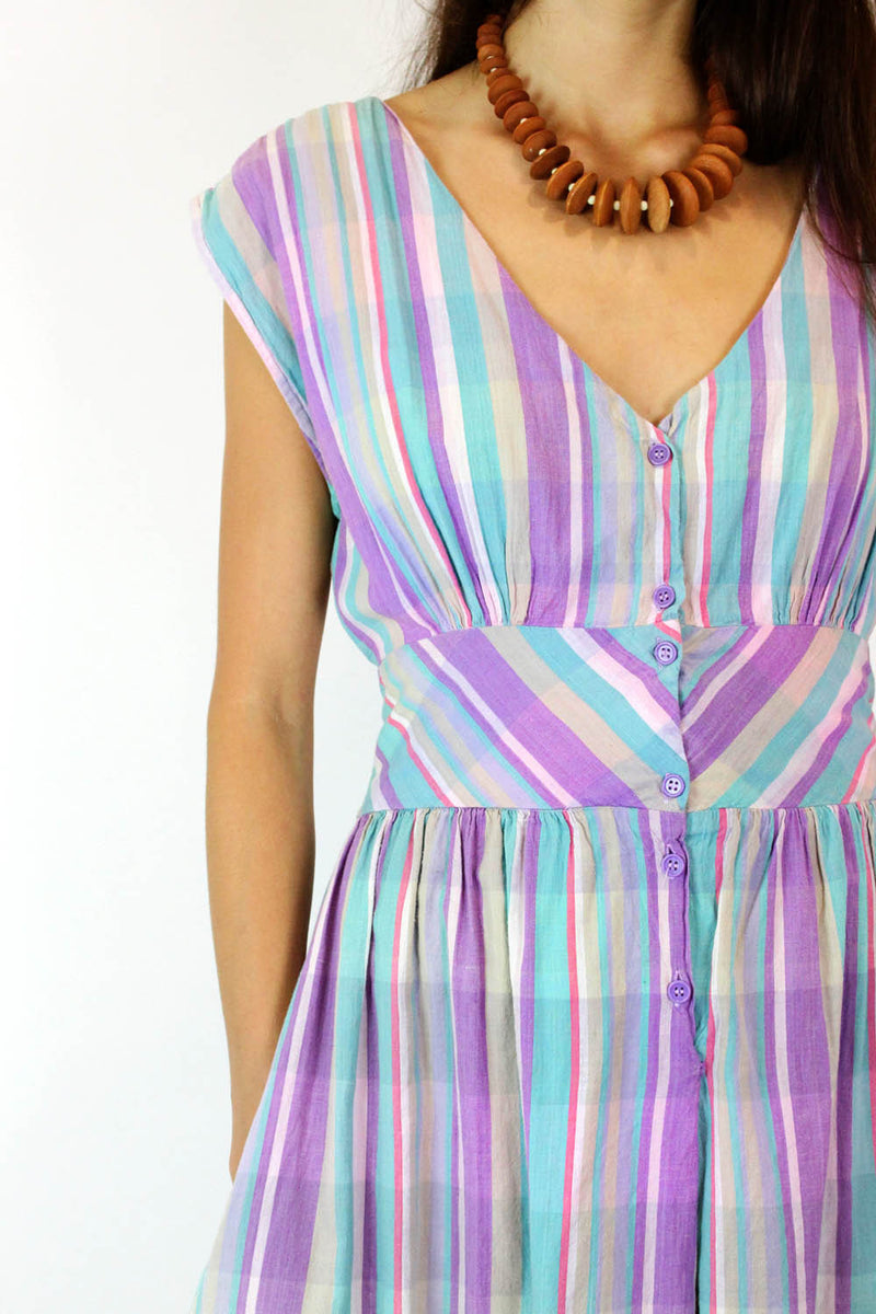 Lavender Cotton Plaid Dress M