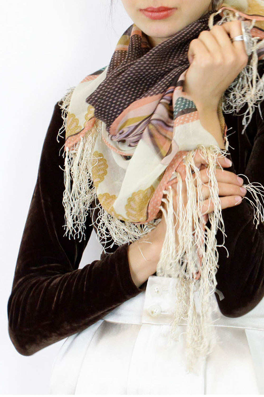 dreaming of roses fringe scarf