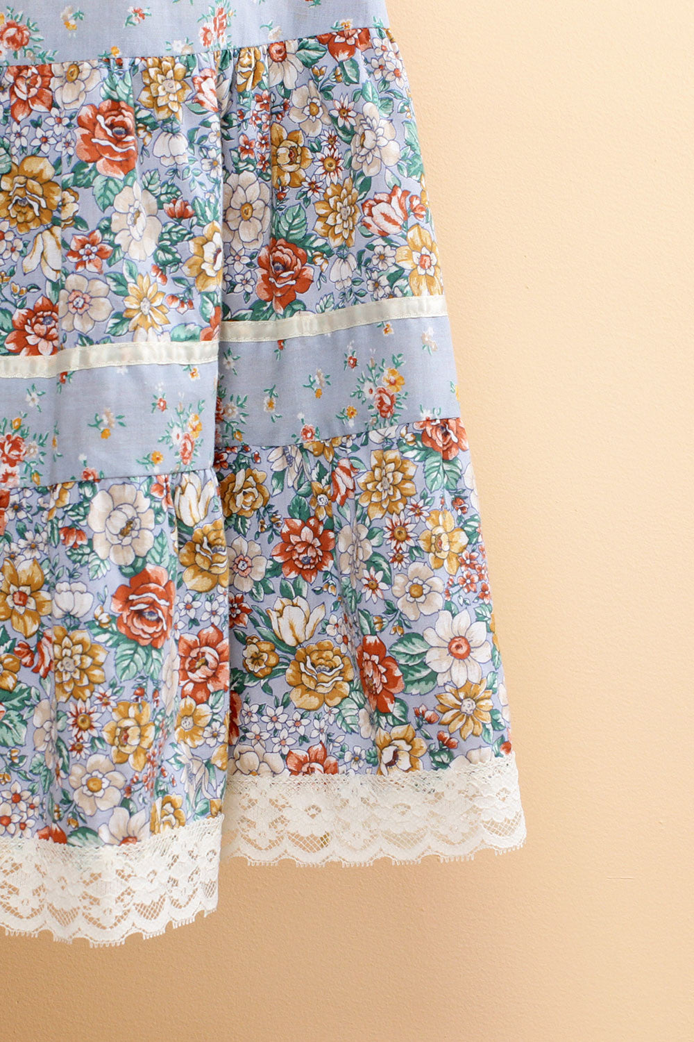 Maddie Blue Floral Tiered Skirt M