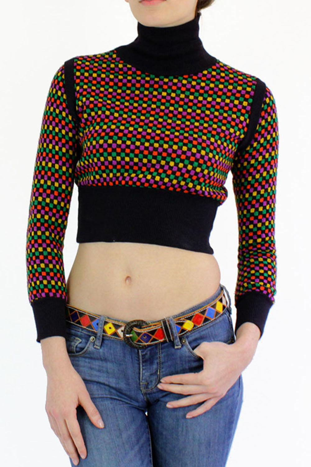 vintage cropped rainbow sweater OMNIA