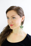 Green Tribal Crescent Earrings