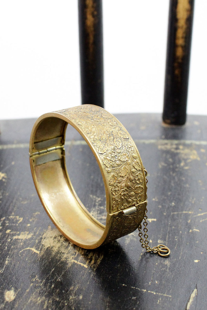 brass repousse hinge bangle