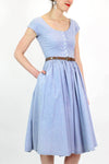 Sky Blue Cotton Fit & Flare Dress XS