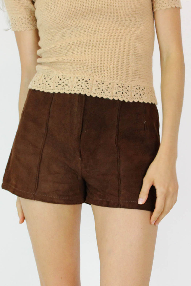 70s Suede High Waist Shorts S