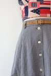 French Gingham Flare Skirt M