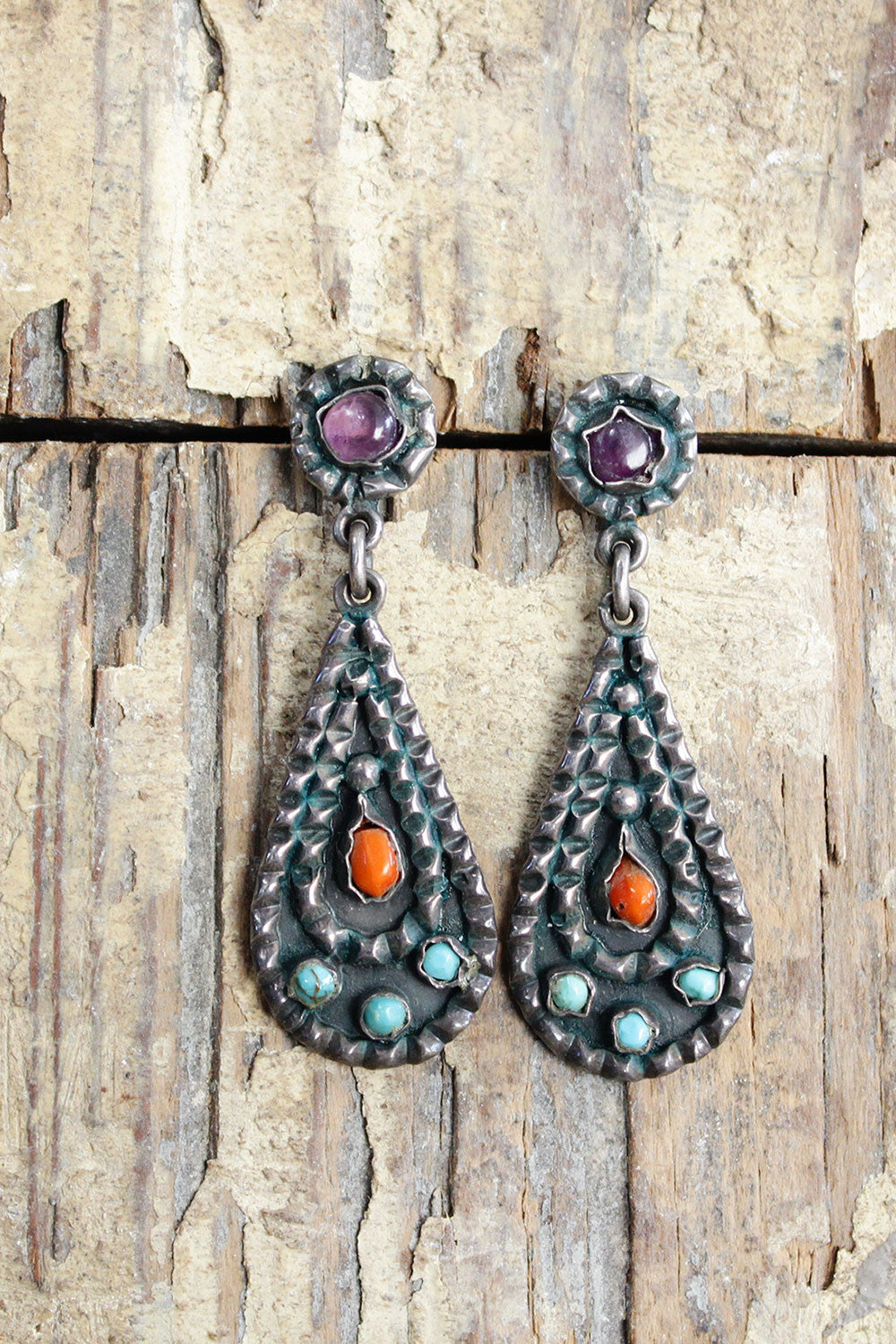 Taxco Teardrop Coral Earrings