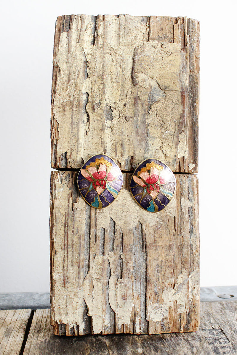 Orchid Cloisonne Earrings