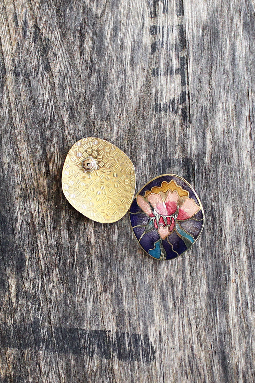 Orchid Cloisonne Earrings