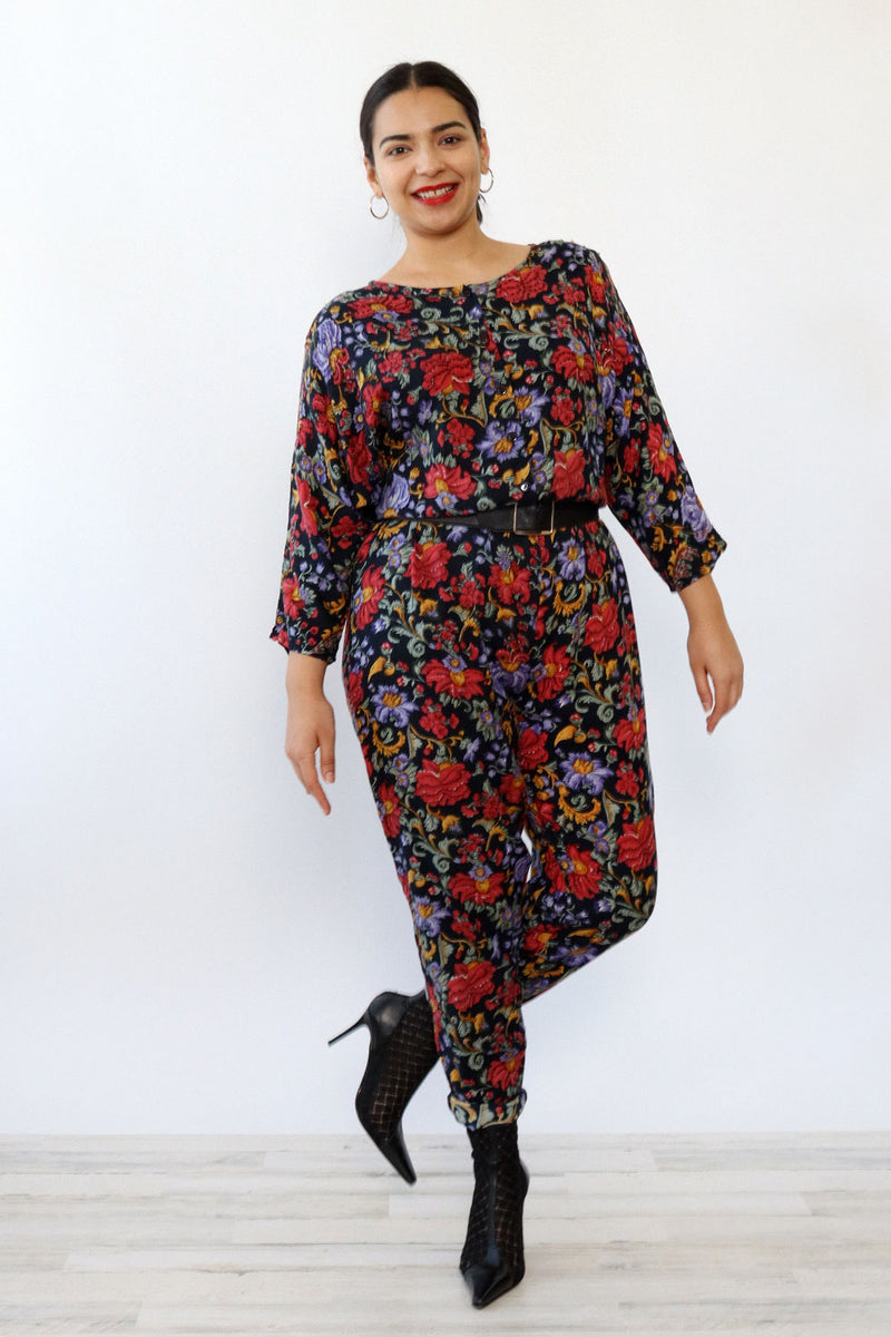 Beaded Moody Floral Jumpsuit M/L