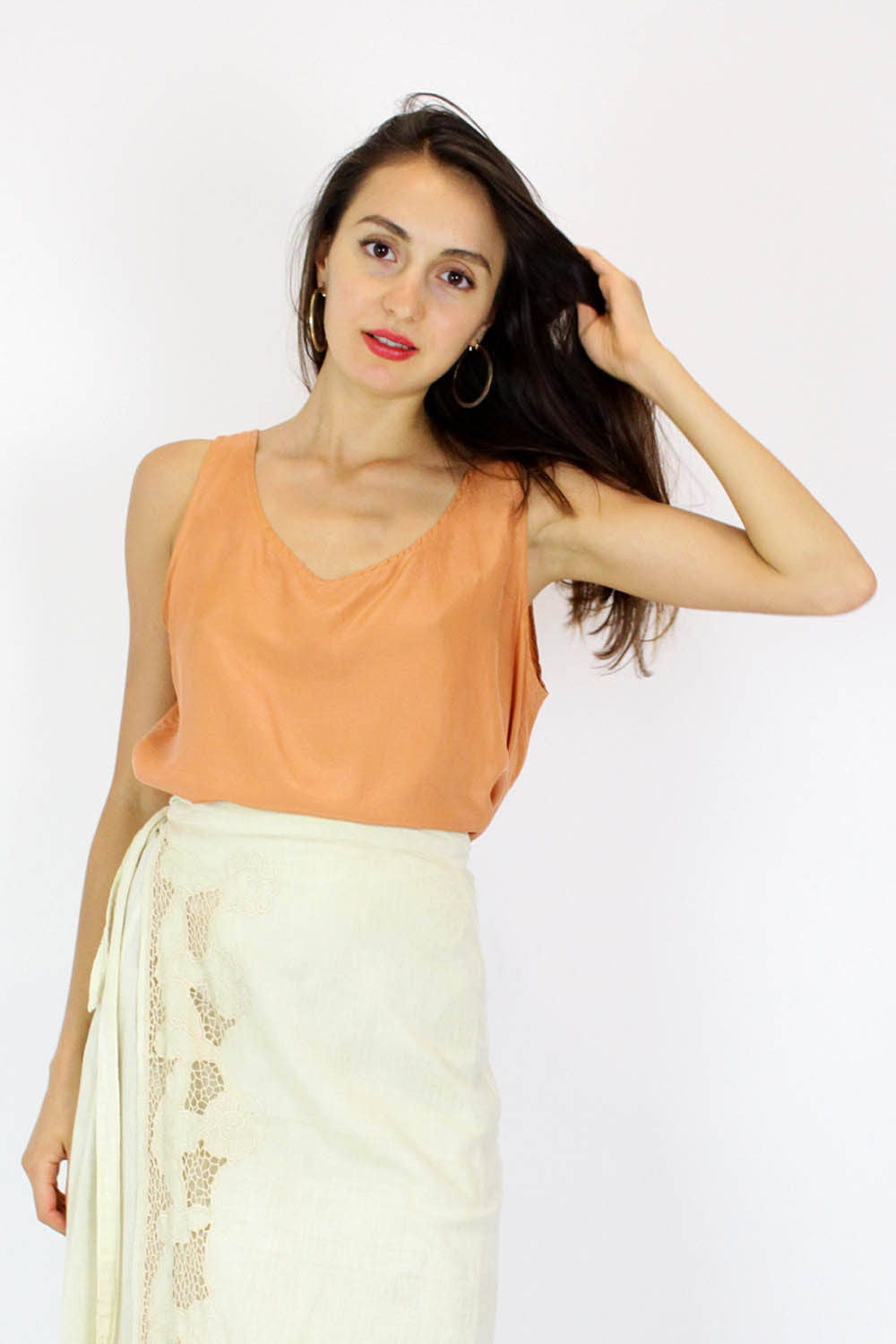 orange silk tank top