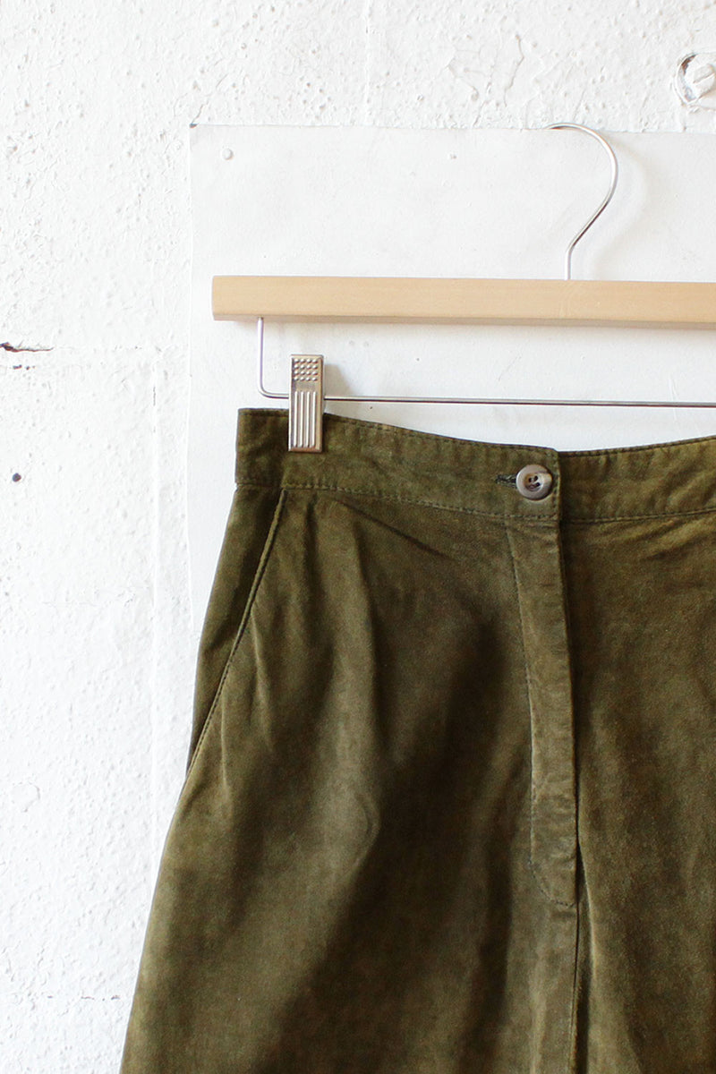 Olive Suede Midi Skirt XS/S