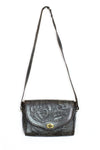 Black Tooled Leather Boxy Bag