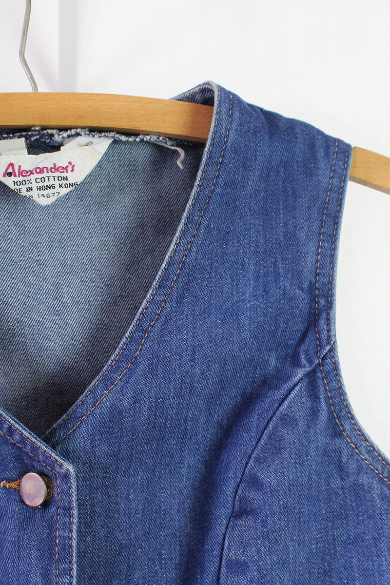 70s Crop Denim Vest S