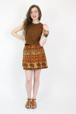 Elephants Crossing Mini Wrap Skirt