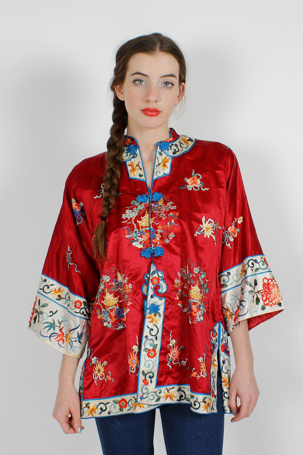 Vintage chinese hotsell silk embroidered jacket