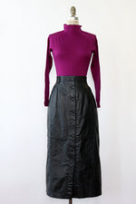 Black Leather Button Skirt L