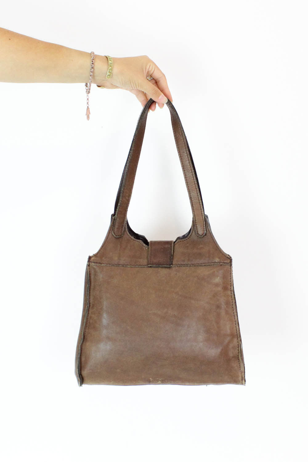 70s Walnut Leather Tote