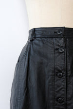 Black Leather Button Skirt L