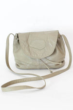 Carlos Falchi Pebbly Leather Taupe Cinch Purse