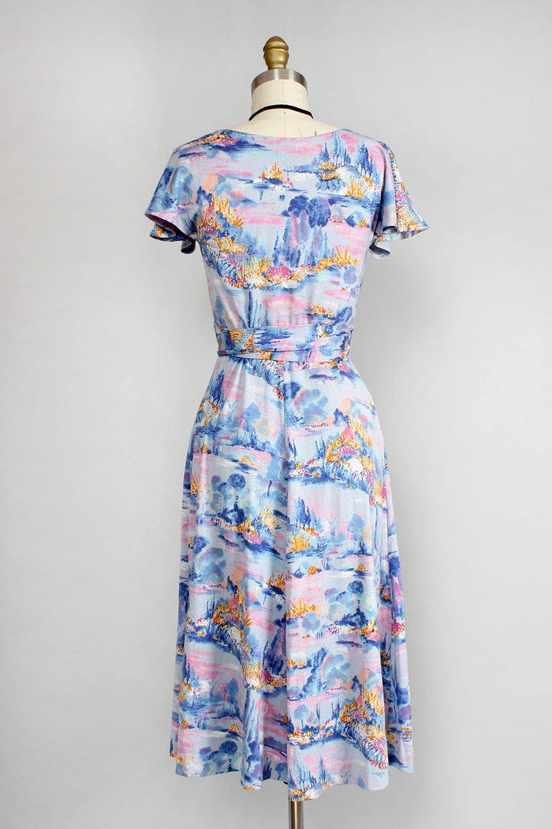 Impressionist Scene 70s Dress XS/S