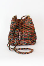  woven leather bucket bag