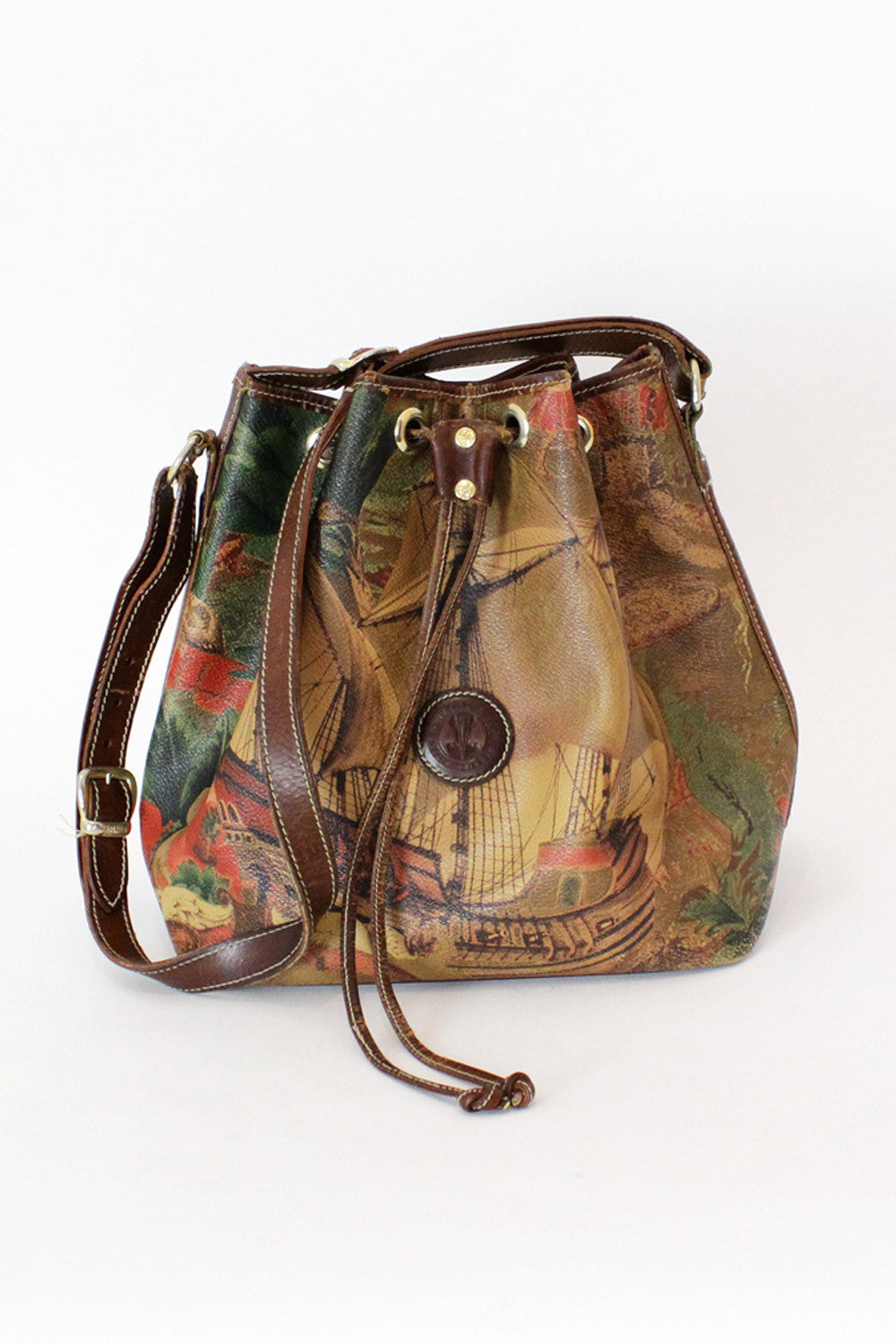 vintage leather bucket bag