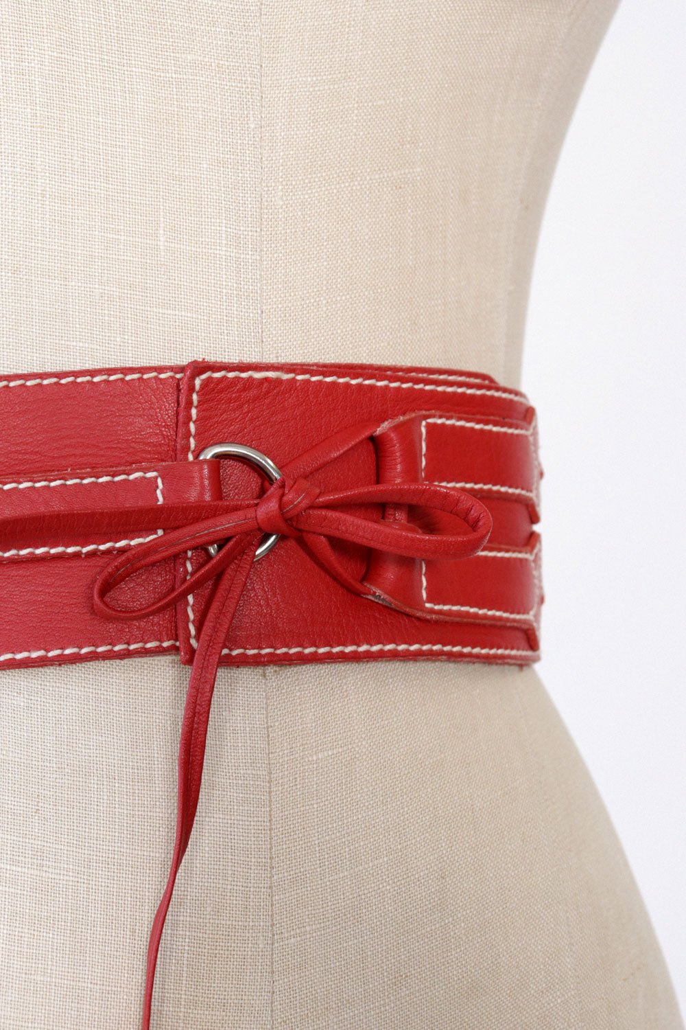 Ruby Red Leather Waist Belt S/M