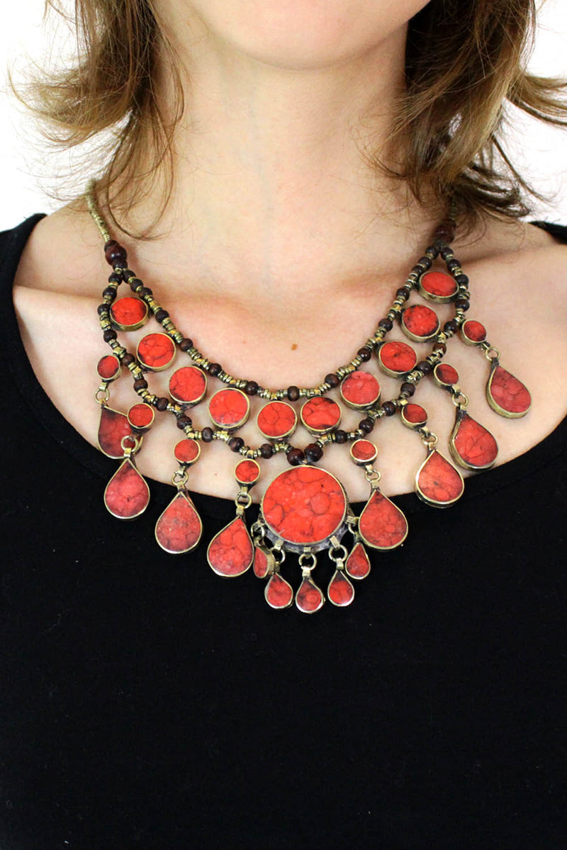 Coral Bib Necklace