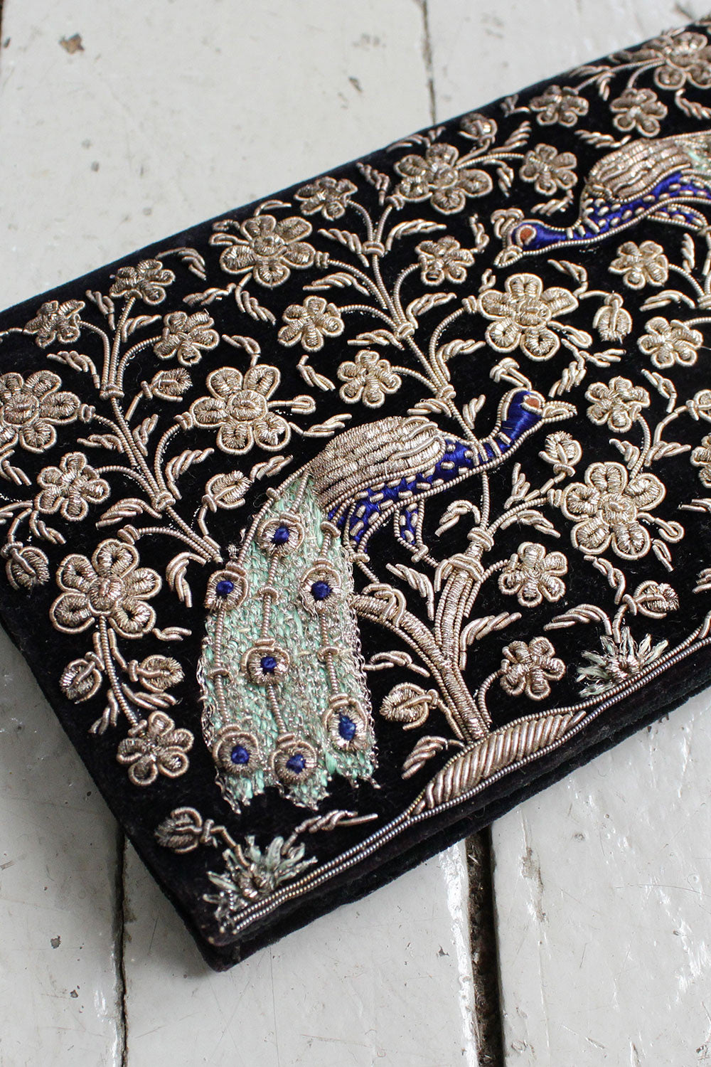 Embroidered Peacock Pouch