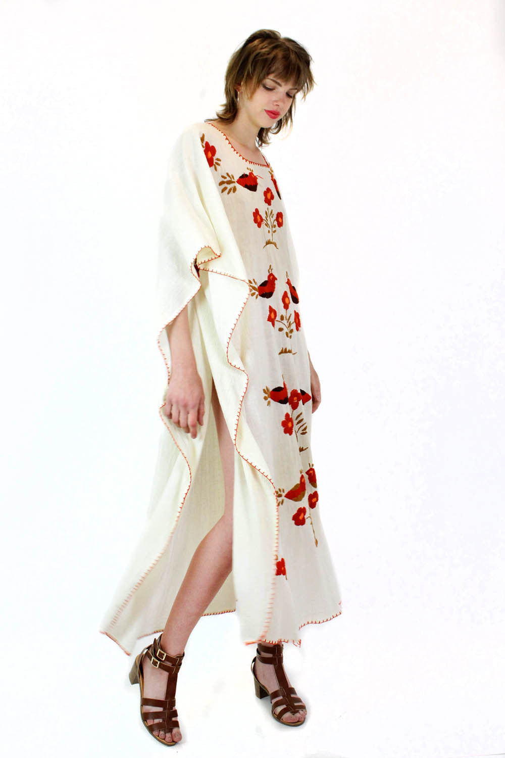 Embroidered Birds Caftan