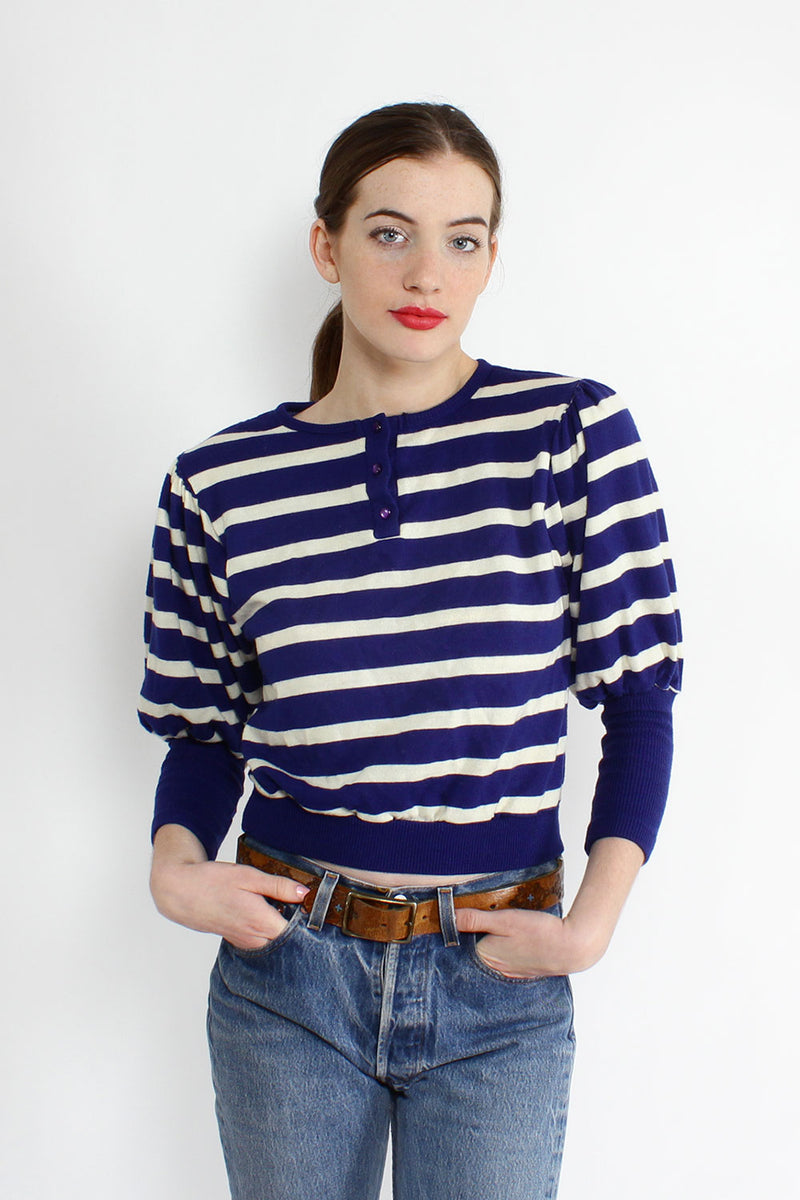 Striped Puff Sweater S/M