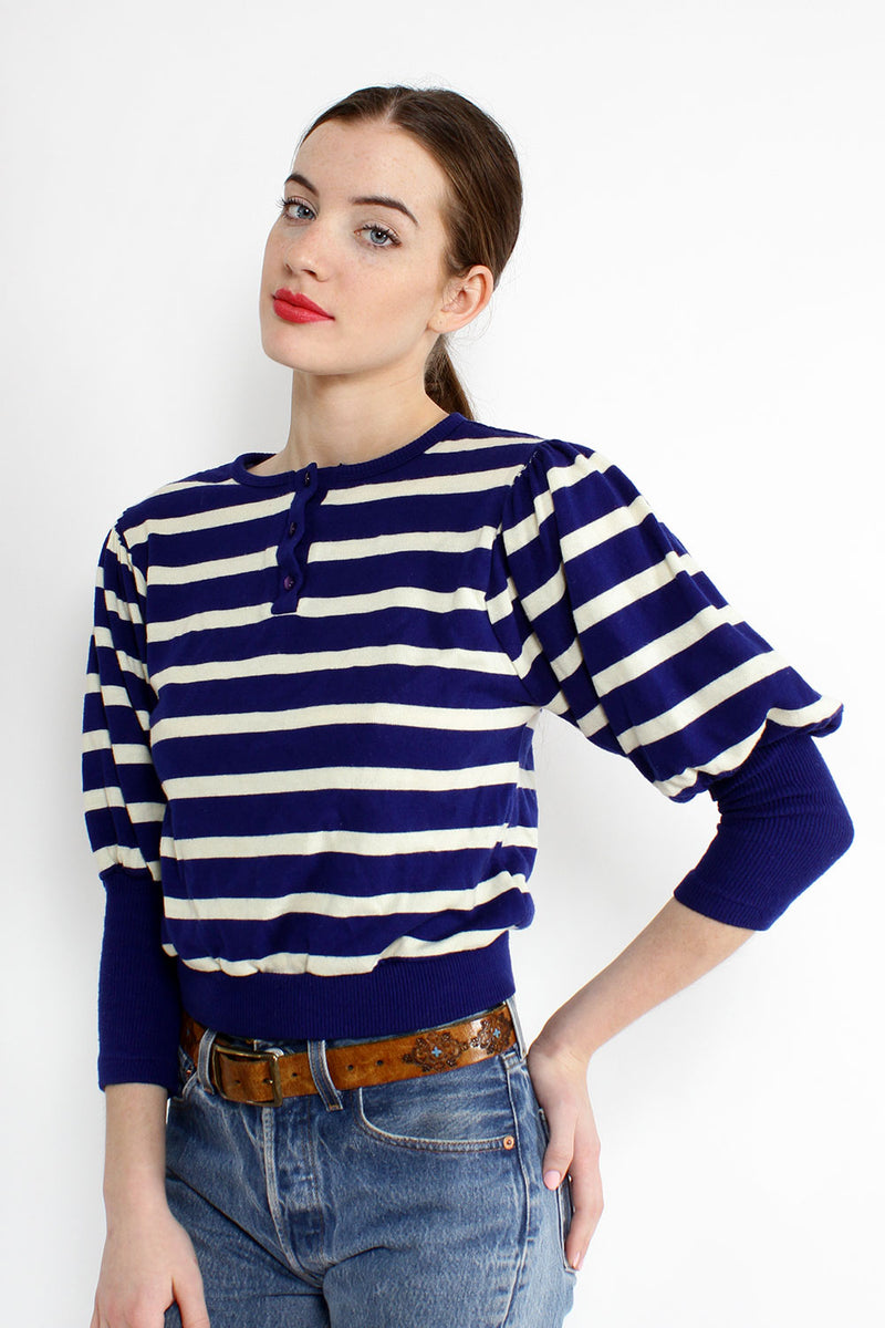 Striped Puff Sweater S/M