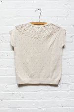 Cream Pointelle Top