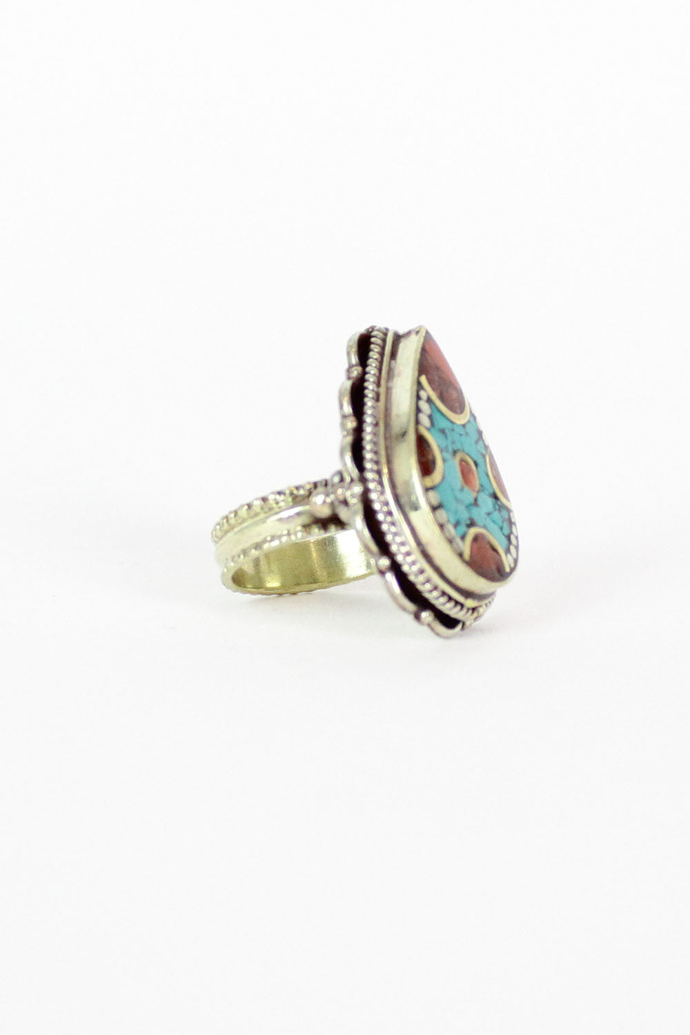 Teardrop Turquoise Chip Ring