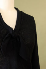 Lightweight Black Tie Neck Sweater XS/S