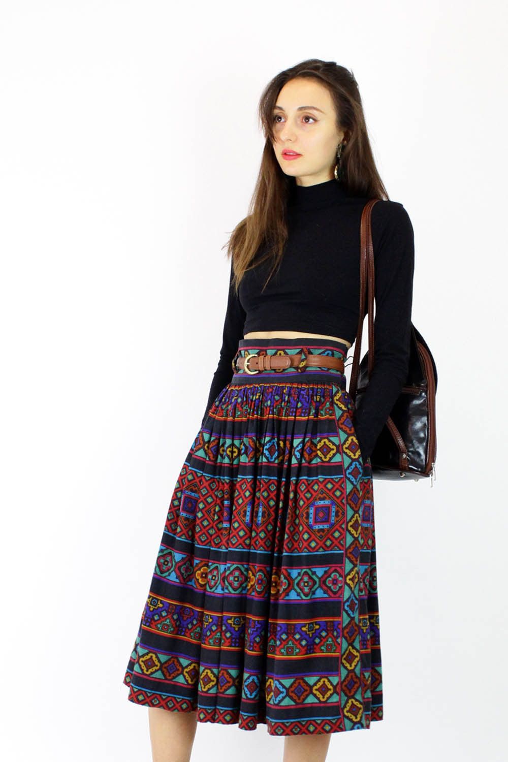 Oscar de la Renta Dark Stained Glass Skirt S