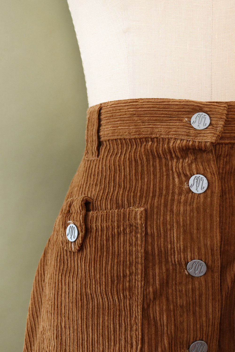 Walnut Corduroy Mini Skirt L