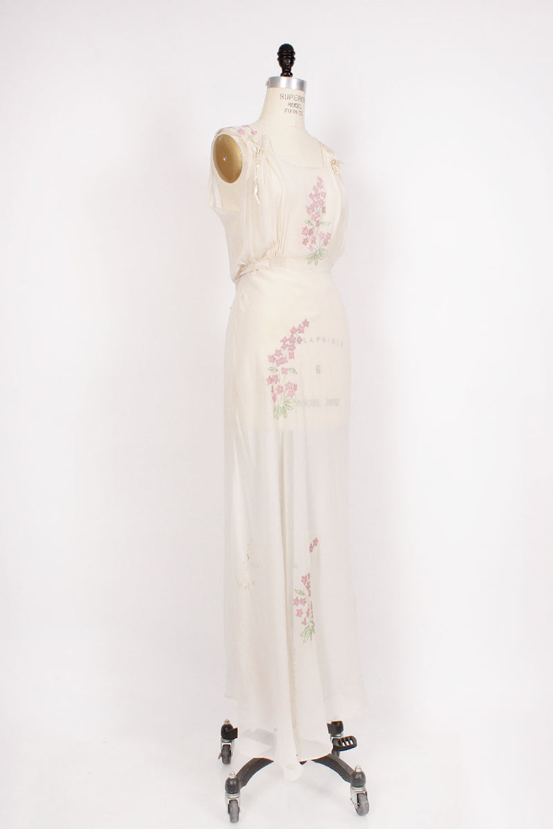 30s Sheer Ivory Gown S